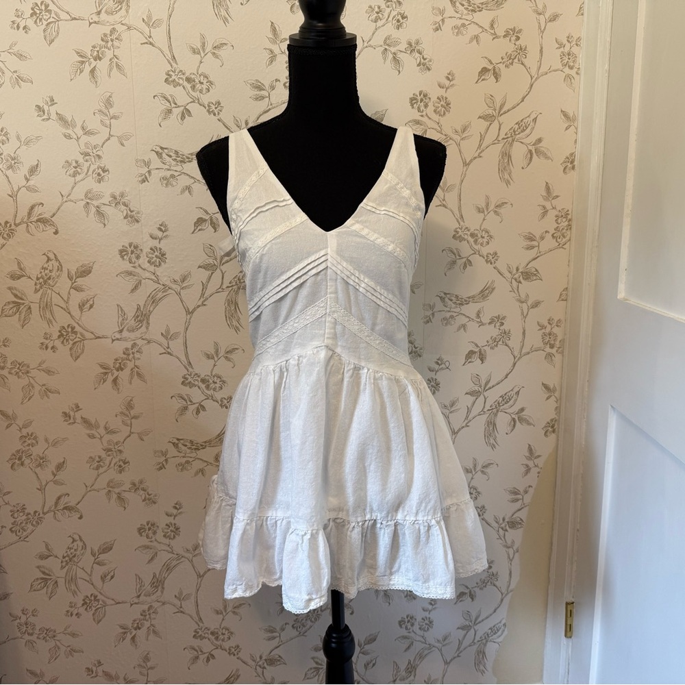 White Sleeveless Ruffle Dress